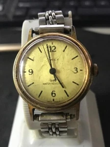 Timex 32mm windup Gold Tone Case Women Watch- Run (#1312) - Picture 1 of 6