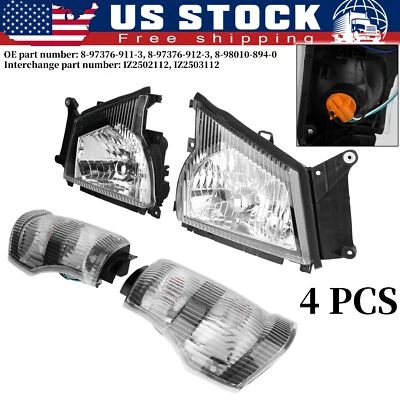 Juego de 4 faros + luces de esquina para Isuzu NPR NQR 05-07 GMC W-4500 2004-2007 Foto 1 de 4