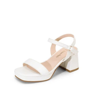 Girls Sandals Ankle Strap Open Toe Chunky Block Heel Sandals For Party - Picture 1 of 32