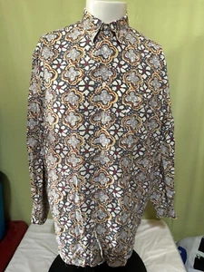 Camisa Giorgio Armani Le Collezioni Para Hombre Floral Verde Beige Rojo LS Botón Frontal - Imagen 1 de 3