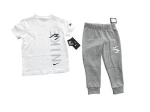 Nike Boys Outfit Set Sweatpants Joggers Short Sleeve Tee T-Shirt 3 4 5 6 7 NWT - Picture 1 of 3