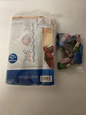 Janlynn Stamped Cross Stitch Pillowcase Pair 20"X30"-Seashells, 21-0931 W/ Floss - Image 1 of 3