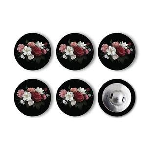 Floral Printed Fabric Sewing Buttons For Clothes Set Of 6 m157 - Picture 1 of 5