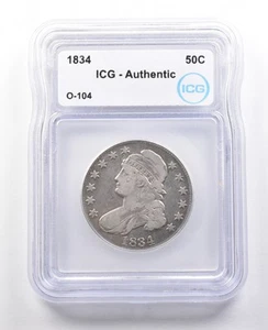 1834 Capped Bust Half Dollar O-104 Authentic ICG *2945 - Bild 1 von 3