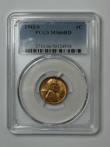 1942-S 1c Lincoln Wheat Cent Penny PCGS MS66RD **KAXEX4810 - Picture 1 of 4