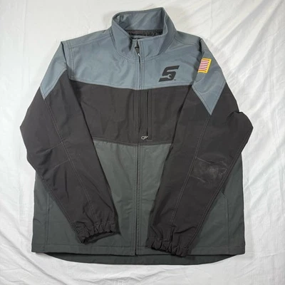 Snap-on Jacket Mens 2XL Black Gray Soft Shell Windbreaker USA Flag Mechanic - Image 1 of 4