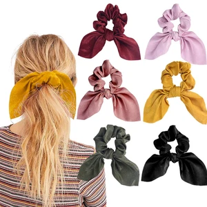 6 pezzi scrunchies per capelli raso coniglio di seta coniglietto orecchio fiocco fiocco scrunchie bobine el - Foto 1 di 9