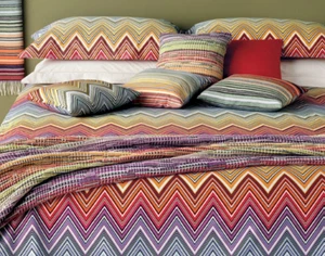 MISSONI Millano Trevor King Bettwäscheset Chevron 3-teilig Kissenbezüge Italien Mehrfarbig - Bild 1 von 4