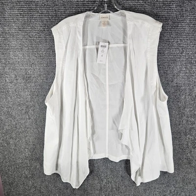 Chico's Chicos Womens Drape Neck Vest Jacket Size 4 White Open Front NWT - Image 1 of 4