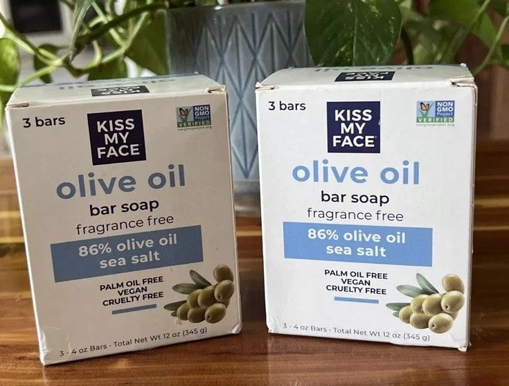 Kiss My Face оливковое масло батончик мыло ~ 3 - 4 унц батончики X 2 упаковки - Изображение 1 из 1