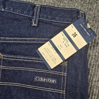 Vintage Calvin Klein Jeans Mens 36x35 Blue Classic Fit Double Pocket USA 90s NEW - Image 1 of 4