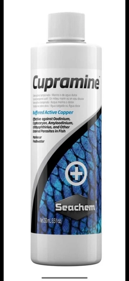 Seachem Cupramine 250mL Copper Treatment for External Fish Parasites Ich Velvet - Изображение 1 из 1