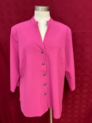 Susan Graver Liquid Knit Button Front Blazer Jacket Pink Sz Large Career - Image 1 of 4