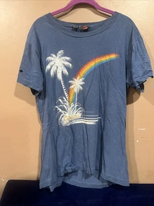 Vintage 80’s Rainbow Palm Tree Size L Single Stitch - Bild 1 von 9