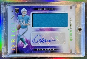 2025 Panini Origins Quinn Ewers RC Jumbo Patch Auto #RJJ-QES Dolphins Rookie - Foto 1 di 2