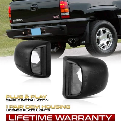 1999-2013 GMC Sierra 1500 2500 3500 Factory Style Black License Plate Light Lamp - Image 1 of 4
