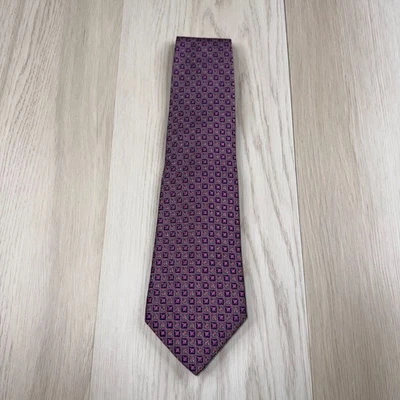 Paul Stuart Mens Purple Hand Made Geometric Square Patola Silk Necktie One Size - Image 1 of 4