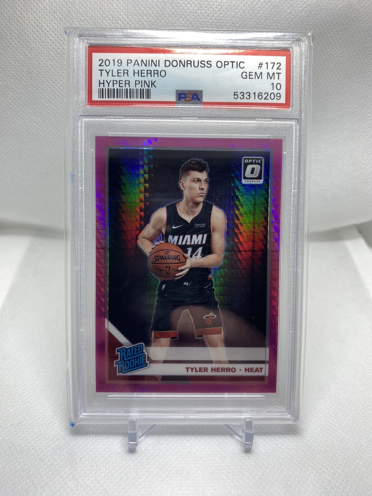 2019 Panini Optic Tyler Herro Hyper Pink Prizm RC #172 PSA 10 Rookie Heat 🔥