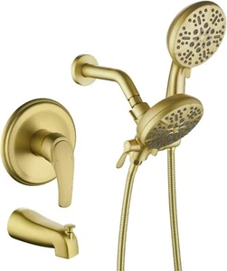 Dual Shower Faucet Set with Tub Spout Tub and Shower Faucet Set Complete Dual Sh - Picture 1 of 10