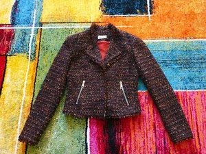 Giacca donna in lana tessuto boucle' con inserti dorati, Tg.44 - Foto 1 di 9