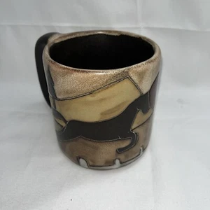 Mara Pferd springen Reiter Muster Steinzeug 16 Unzen Keramik Tasse Becher braun - Bild 1 von 12