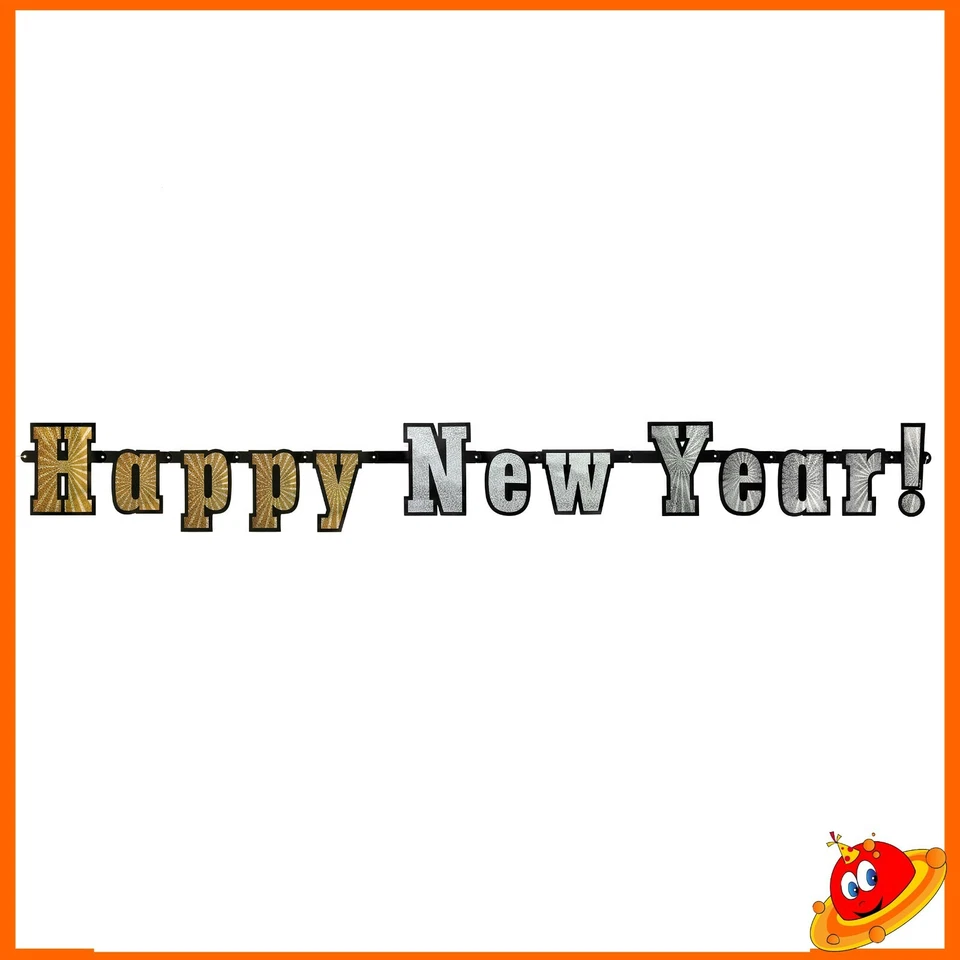 Festone Natalizio Capodanno Olografico Buon Anno  Happy New Year - Immagine 1 di 1