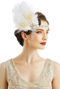 Women'S Peacock Feather Headband 1920S Flapper Headpiece Vintage (Size: One Size - Picture 1 of 12
