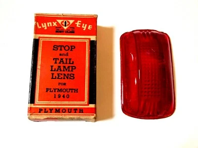 Lente de luz trasera Plymouth 1940 vidrio nuevo nos Lynx Eye #601C Foto 1 de 2