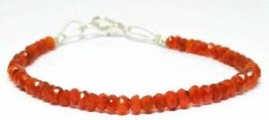 Natural Carnelian Gemstone 3-4 mm Approx Rondelle Faceted Beads Fashion Bracelet