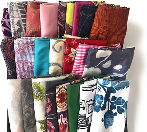 Scrap Fabric Bundle,Assorted Pack of Silk, Silk Blend, Linen, Polyester, Cotton - Picture 1 of 12