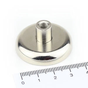 10 NEODYM FLACHGREIFER TOPFMAGNETE D36x8 MM MIT M6 INNEN GEWINDE BUCHSE 41 KG - Bild 1 von 4