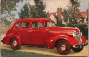 1937 PONTIAC SILVER STREAK Automobile Advertising Postcard Red Car / Unused