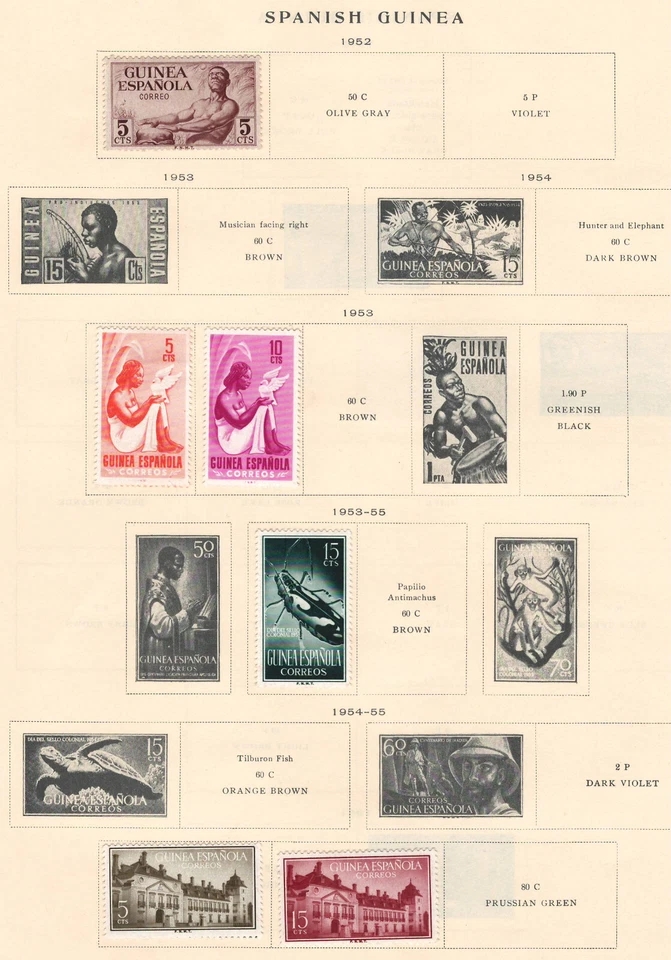 SPANISH GUINEA 1952-55  Very Fine  Mint Stamps Hinged on  List - Image 1 of 1