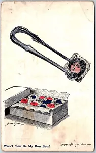 Postcard c1911 Romance Won't You Be My Bon Bon by Jes' Blow Artist Signed Sirret - Bild 1 von 2