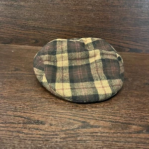 Vintage Weatherproof Mens Hat Size M Wool Blend Plaid Brown Flat Cap - Picture 1 of 8
