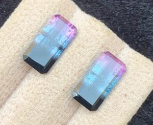 5.19 CRT Natural Faceted Tricolour Tourmaline Pair - Picture 1 of 5
