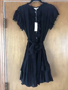 $495 Rebecca Taylor Black Mixed eyelet Lace Lined Dress Size 6 - NWT - Picture 1 of 7