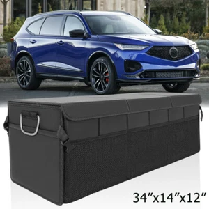Caja de almacenamiento de carga plegable organizadora de maletero de coche 3 en 1 cuero PU para Acura SUV - Imagen 1 de 15
