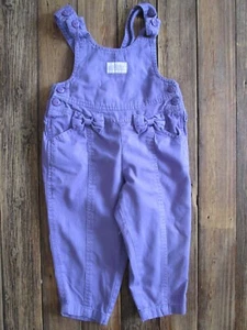 Vintage Okie Dokie 3T Mädchen Latzhose Latzhose Strampler lila Baumwolle Schleife Rüschen - Bild 1 von 9