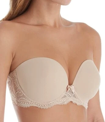 SUJETADOR CON AROS SIMONE PERELE EDEN SIN TIRANTES: 36F #12E302, PEAU ROSE, NUEVO CON ETIQUETAS $95 Foto 1 de 4