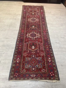 Alter Antiker Handgeknüpfte Läufer Heriz Perserteppich Heris Carpet 100X352 cm - Bild 1 von 16