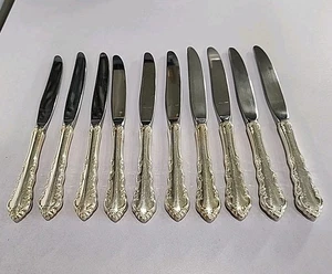 Reed & Barton Dresden Rose 10 hohle Tafelmesser versilbert Spiegelstele Vintage - Bild 1 von 4