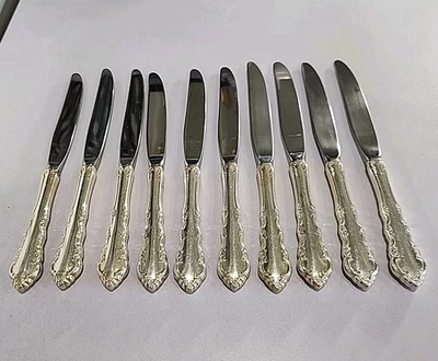 Reed & Barton Дрезден Роза 10 полый ужин ножи посеребренные зеркальная стела винтажный - Изображение 1 из 4