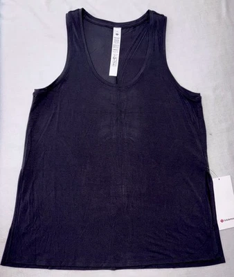全新带标签☀️LULULEMON☀️MEDIUM☀️MODAL SILK SIDE SPLIT TANK☀️4 路弹力☀️黑色☀️58美元 — 第 1/4 张图片