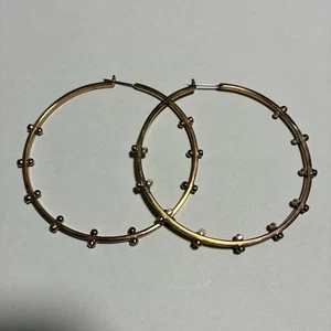 Swarovski Gold-Tone Crystal Large Hoop Earrings - Picture 1 of 8
