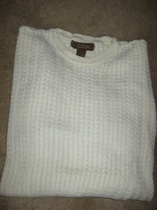 Offwhite TASSO ELBA Herrenpullover mit Zopfmuster und Rundhalsausschnitt Large - Bild 1 von 1