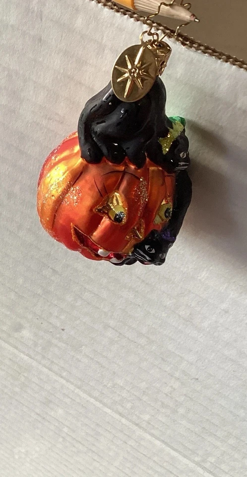 Christopher Radko Cat O’Lantern Halloween Ornament Black Cats pumpkin - Image 1 of 4