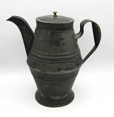 ANTIQUE PRIMITIVE AMERICAN TIN TOLEWARE COFFEE POT (MID-1800's) - Image 1 of 4