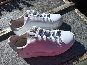 Zapatillas de plataforma ASH 5 38 CUERO BLANCO plateado brillo PVP 225 £ - Imagen 1 de 12