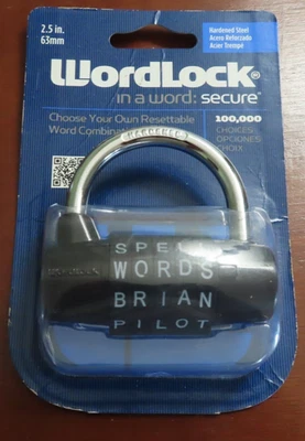 WordLock 挂锁全新-使用单词非数字 2.5 英寸 Hardened Steel 黑色 — 第 1/4 张图片